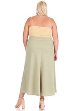 Load image into Gallery viewer, Moa Collection Plus size, solid, high waisted, A-line, midi skirt