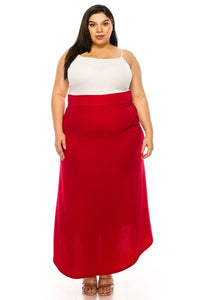 Moa Collection Plus size, solid, high waisted, A-line, midi skirt