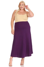 Load image into Gallery viewer, Moa Collection Plus size, solid, high waisted, A-line, midi skirt