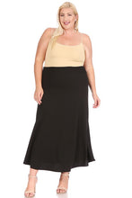 Load image into Gallery viewer, Moa Collection Plus size, solid, high waisted, A-line, midi skirt