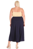 Moa Collection Plus size, solid, high waisted, A-line, midi skirt
