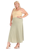 Moa Collection Plus size, solid, high waisted, A-line, midi skirt
