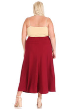 Load image into Gallery viewer, Moa Collection Plus size, solid, high waisted, A-line, midi skirt