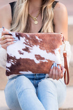 Load image into Gallery viewer, Aili&#39;s Corner Faux Fur Cow Animal Print Clutch