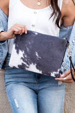 Load image into Gallery viewer, Aili&#39;s Corner Faux Fur Cow Animal Print Clutch