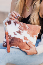 Load image into Gallery viewer, Aili&#39;s Corner Faux Fur Cow Animal Print Clutch