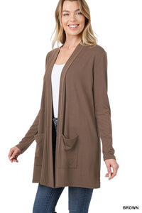 ZENANA SLOUCHY POCKET OPEN CARDIGAN