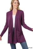 ZENANA SLOUCHY POCKET OPEN CARDIGAN