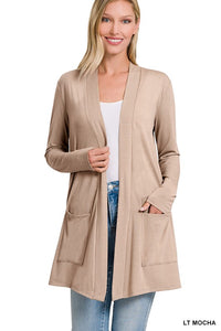 ZENANA SLOUCHY POCKET OPEN CARDIGAN