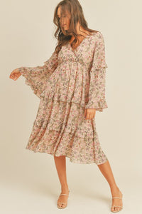 Lush Clothing Floral Print Midi Dress