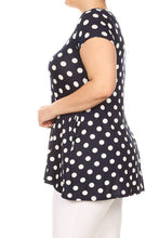 Load image into Gallery viewer, Moa Collection Plus size Polka dot tunic top in a loose fit