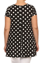 Load image into Gallery viewer, Moa Collection Plus size Polka dot tunic top in a loose fit