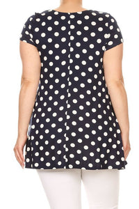 Moa Collection Plus size Polka dot tunic top in a loose fit