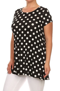 Moa Collection Plus size Polka dot tunic top in a loose fit