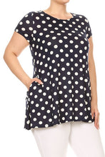 Load image into Gallery viewer, Moa Collection Plus size Polka dot tunic top in a loose fit