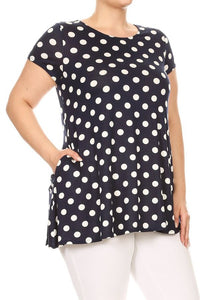 Moa Collection Plus size Polka dot tunic top in a loose fit