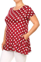 Load image into Gallery viewer, Moa Collection Plus size Polka dot tunic top in a loose fit