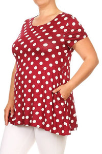 Moa Collection Plus size Polka dot tunic top in a loose fit