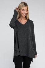 Load image into Gallery viewer, ZENANA Dolman Long Sleeve V-Neck Side Slit Hi-Low Hem Top