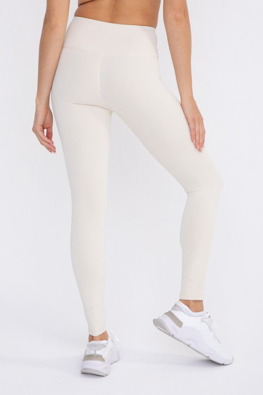 Mono B Jacquard Ribbed High-Waisted Leggings