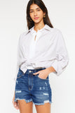 Kan Can USA High Rise No Stitch Frayed Hem Shorts