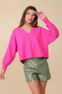 Lumiere SOLID DROP SHOULDER V NECK TOP