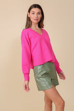 Load image into Gallery viewer, Lumiere SOLID DROP SHOULDER V NECK TOP