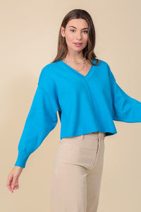 Lumiere SOLID DROP SHOULDER V NECK TOP