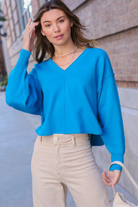 Lumiere SOLID DROP SHOULDER V NECK TOP