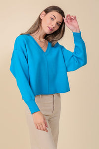 Lumiere SOLID DROP SHOULDER V NECK TOP