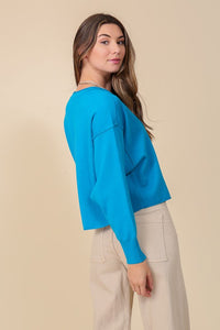 Lumiere SOLID DROP SHOULDER V NECK TOP