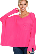 Load image into Gallery viewer, ZENANA DOLMAN SLEEVE ROUND NECK TOP WITH FRONT POCKET