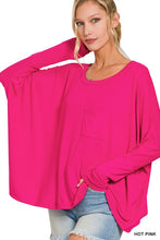 Load image into Gallery viewer, ZENANA DOLMAN SLEEVE ROUND NECK TOP WITH FRONT POCKET