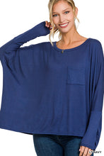 Load image into Gallery viewer, ZENANA DOLMAN SLEEVE ROUND NECK TOP WITH FRONT POCKET