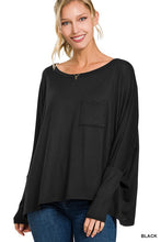 Load image into Gallery viewer, ZENANA DOLMAN SLEEVE ROUND NECK TOP WITH FRONT POCKET