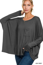 Load image into Gallery viewer, ZENANA DOLMAN SLEEVE ROUND NECK TOP WITH FRONT POCKET