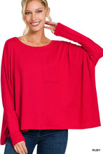 Load image into Gallery viewer, ZENANA DOLMAN SLEEVE ROUND NECK TOP WITH FRONT POCKET