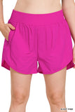 ZENANA Plus Windbreaker Smocked Waistband Running Shorts