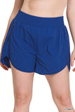 ZENANA Plus Windbreaker Smocked Waistband Running Shorts