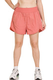 ZENANA Plus Windbreaker Smocked Waistband Running Shorts