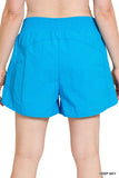 ZENANA Plus Windbreaker Smocked Waistband Running Shorts