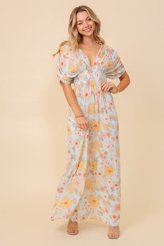 TIMING floral print brunch spring summer maxi sundress