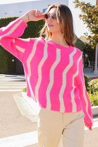 LumiereWAVE STRIPE PATTERN DROP SHOULDER TOP