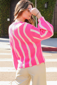 LumiereWAVE STRIPE PATTERN DROP SHOULDER TOP