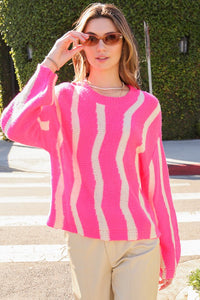 LumiereWAVE STRIPE PATTERN DROP SHOULDER TOP