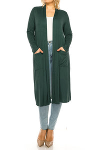 Moa Collection Plus size, solid duster cardigan