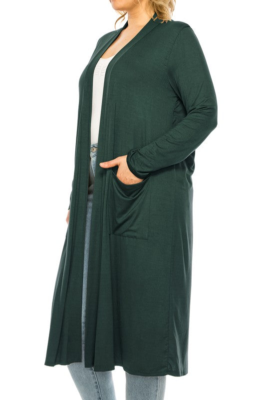 Moa Collection Plus size, solid duster cardigan