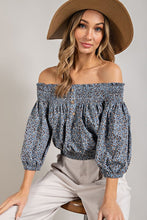 Load image into Gallery viewer, eesome ANIMAL PRINT SMOCKED OFF THE SHOULDER TOP