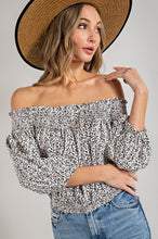 Load image into Gallery viewer, eesome ANIMAL PRINT SMOCKED OFF THE SHOULDER TOP