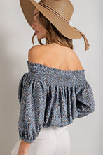 Load image into Gallery viewer, eesome ANIMAL PRINT SMOCKED OFF THE SHOULDER TOP